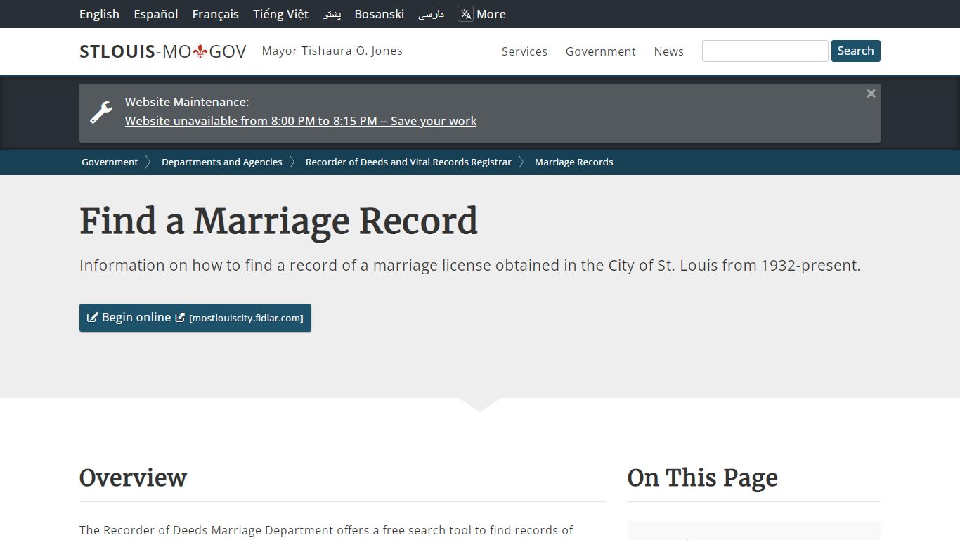 Find a Marriage Record - St. Louis